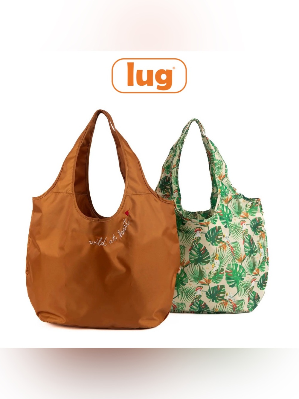 Reversible Brown and Green Tropical Tote Bag - Unbranded